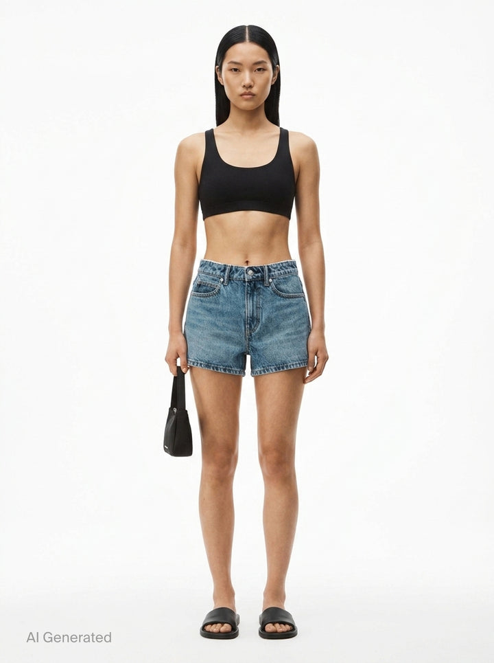 Shorty High-Rise Denim Shorts | Alexander Wang | Club21 - front