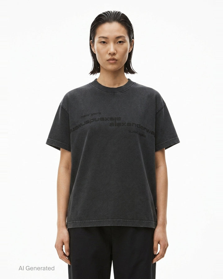 Shrunken Mirrored Logo Tee | Alexander Wang | Club21 - front