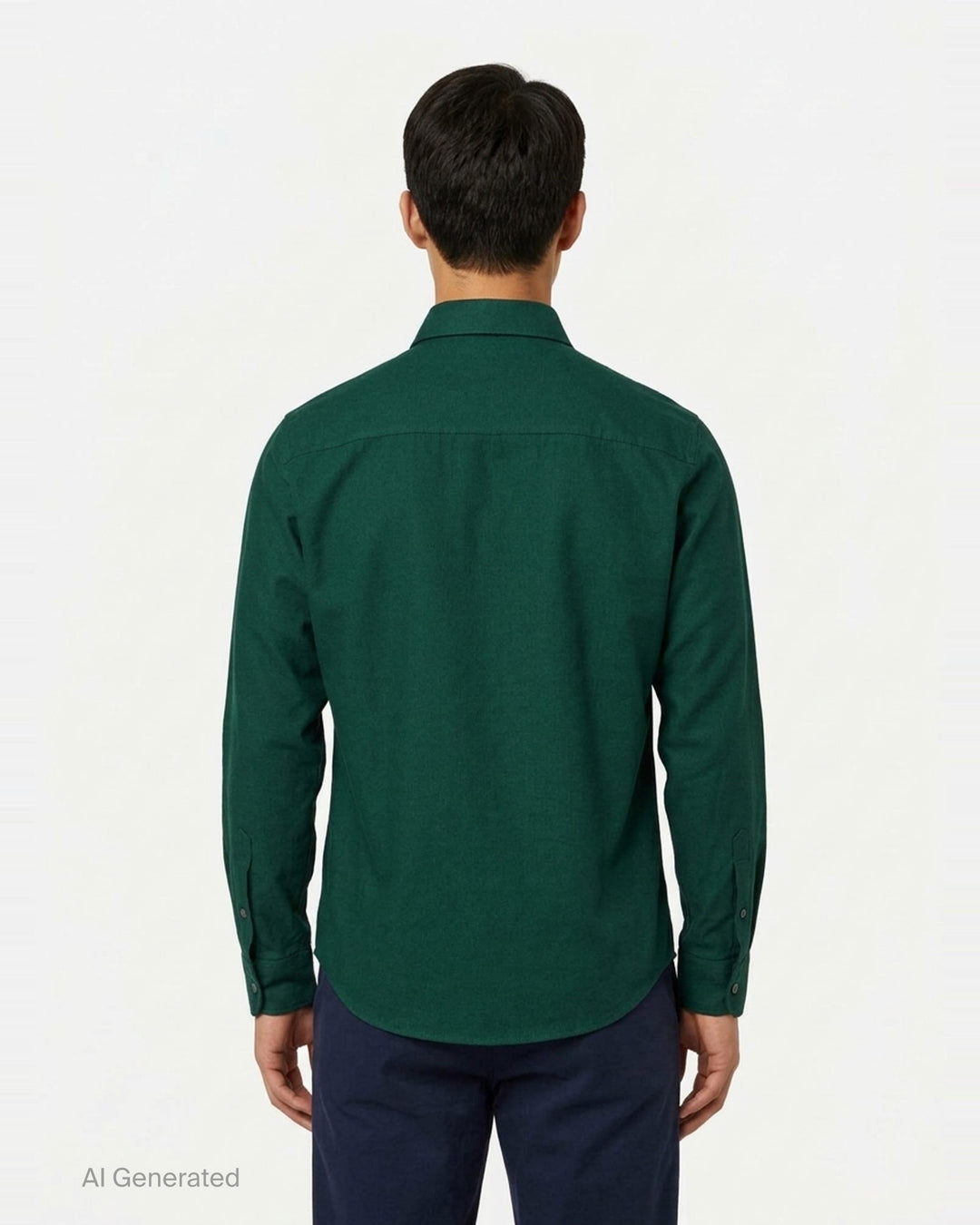 AMI Paris Ami de Cœur long sleeve Oxford shirt in forest green with button-down collar and tonal heart logo embroidery on the chest - back