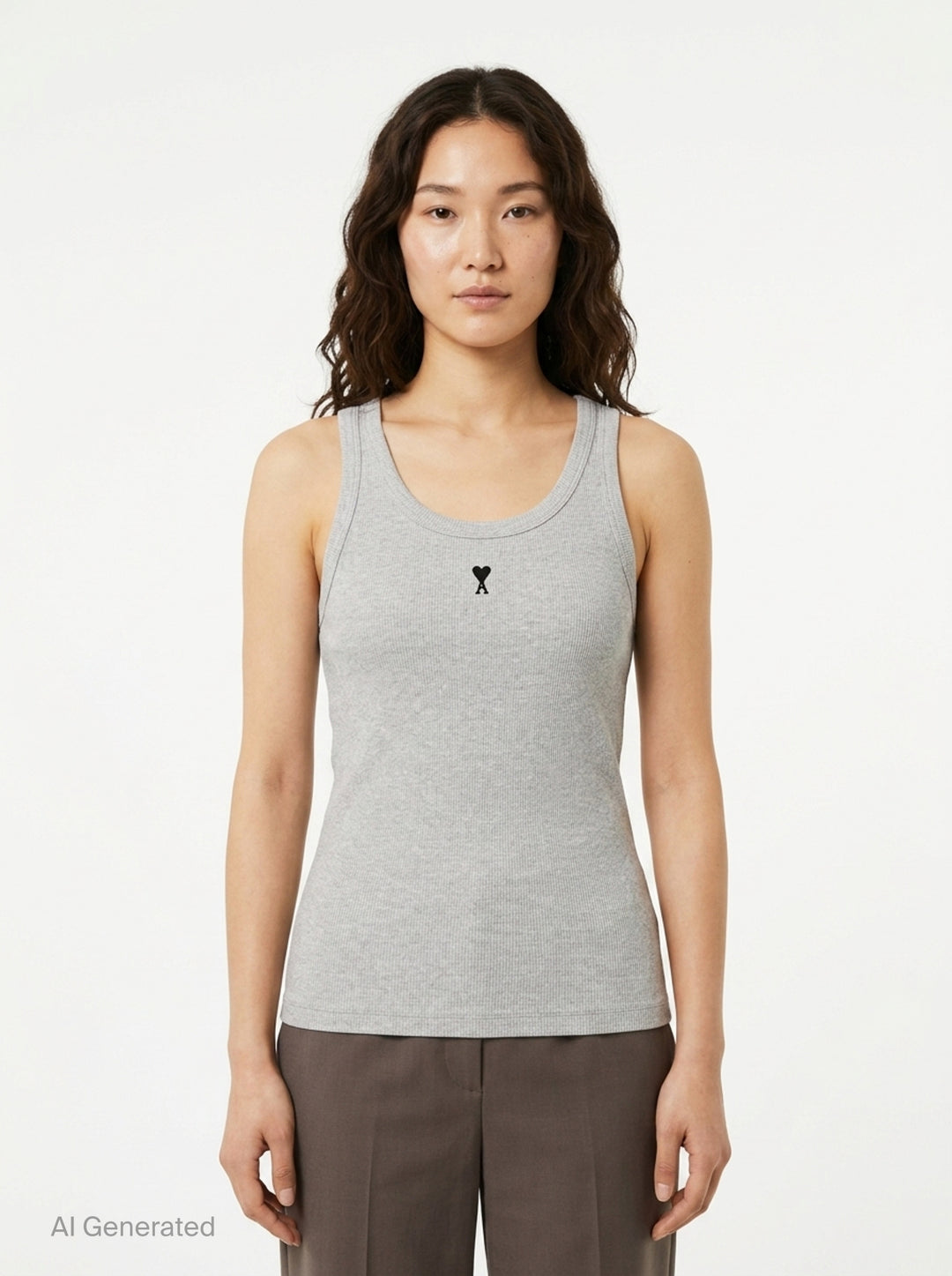 Ami de Cœur Ribbed Tank Top | AMI Alexandre Mattiussi | Club21 - front