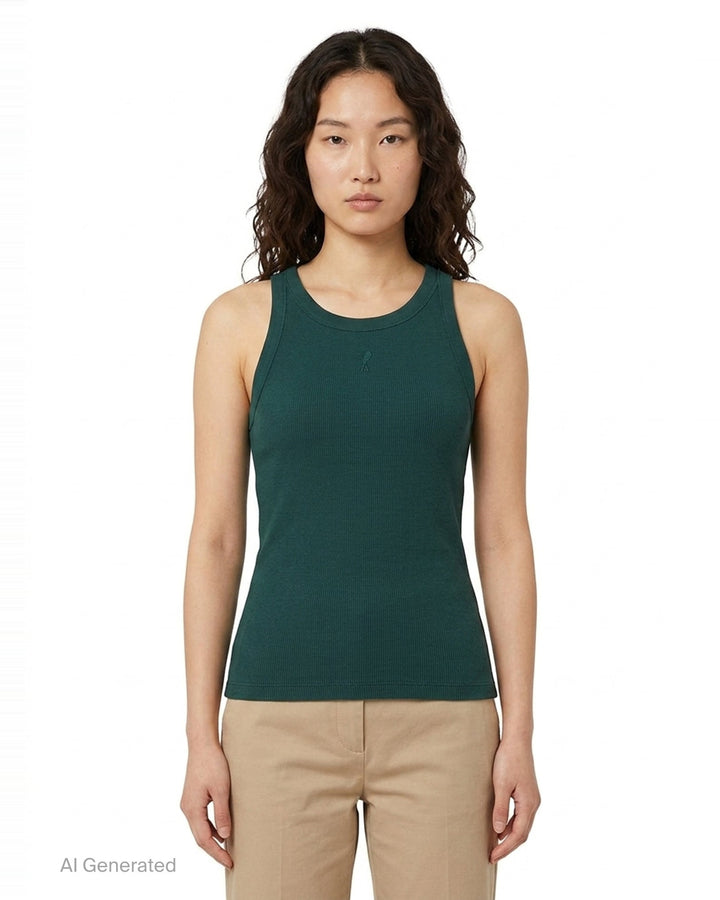 Ami de Cœur Ribbed Tank Top | AMI Alexandre Mattiussi | Club21 - front