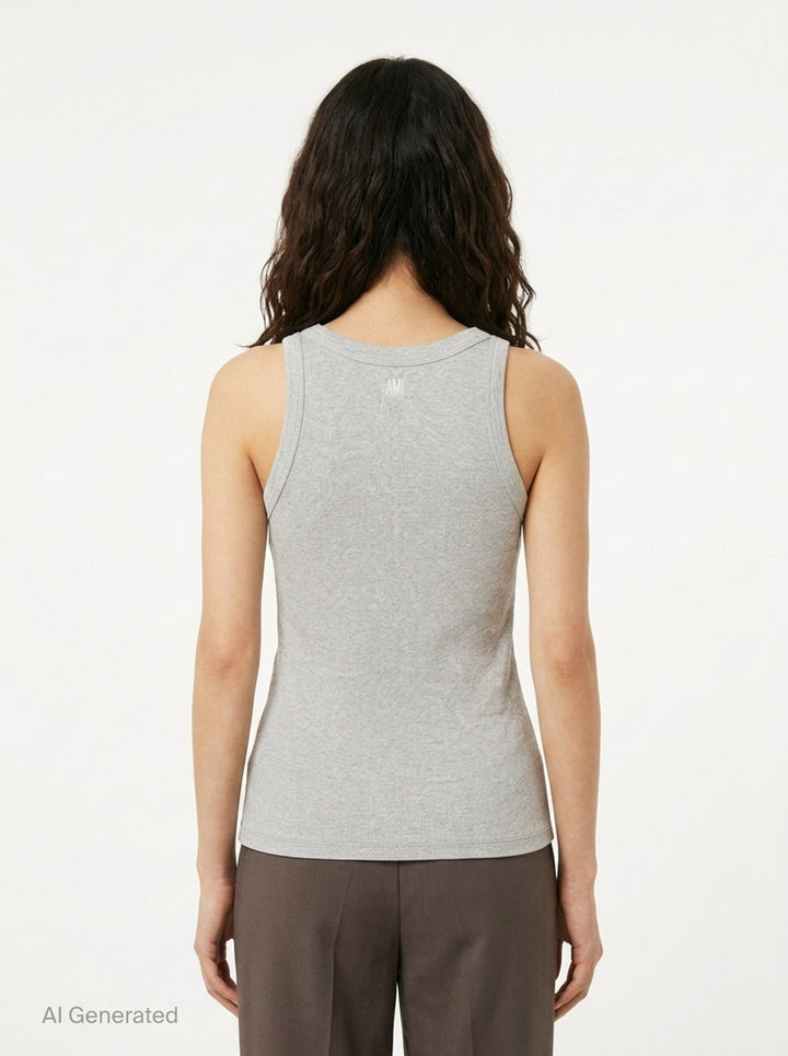 Ami de Cœur Ribbed Tank Top | AMI Alexandre Mattiussi | Club21 - back