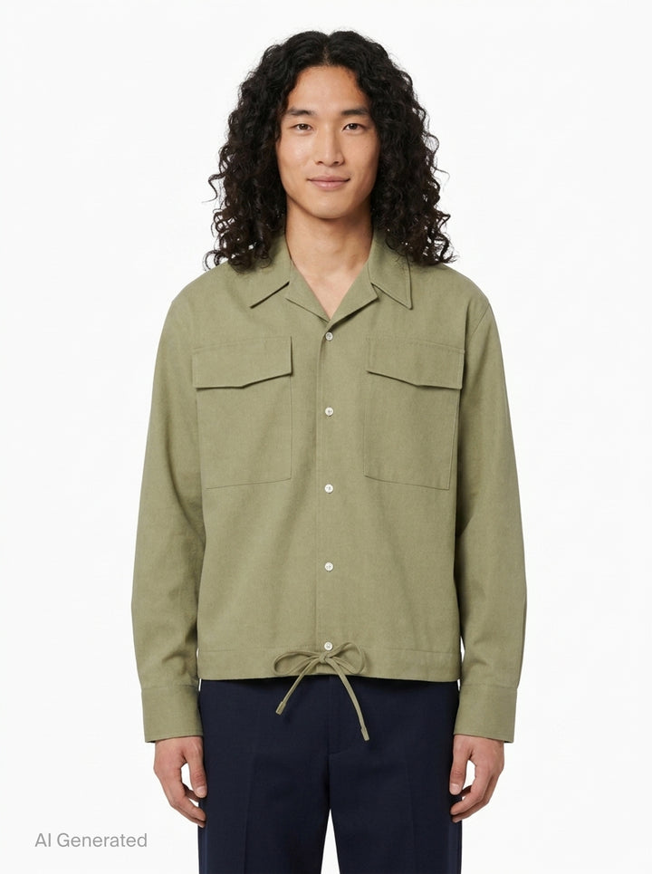 Classic Fit Long Sleeve Drawstring Shirt | AMI Alexandre Mattiussi | Club21 - front