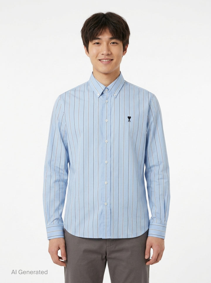 Contrasted Striped Long Sleeve Shirt | AMI Paris | Club21 - front