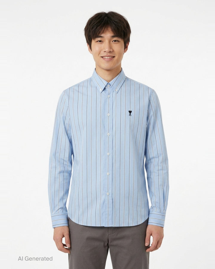 Contrasted Striped Long Sleeve Shirt | AMI Paris | Club21 - front