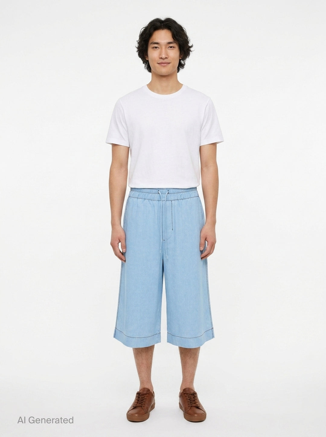 Elasticated Wide-Leg Bermuda Shorts | AMI | Club21 - front