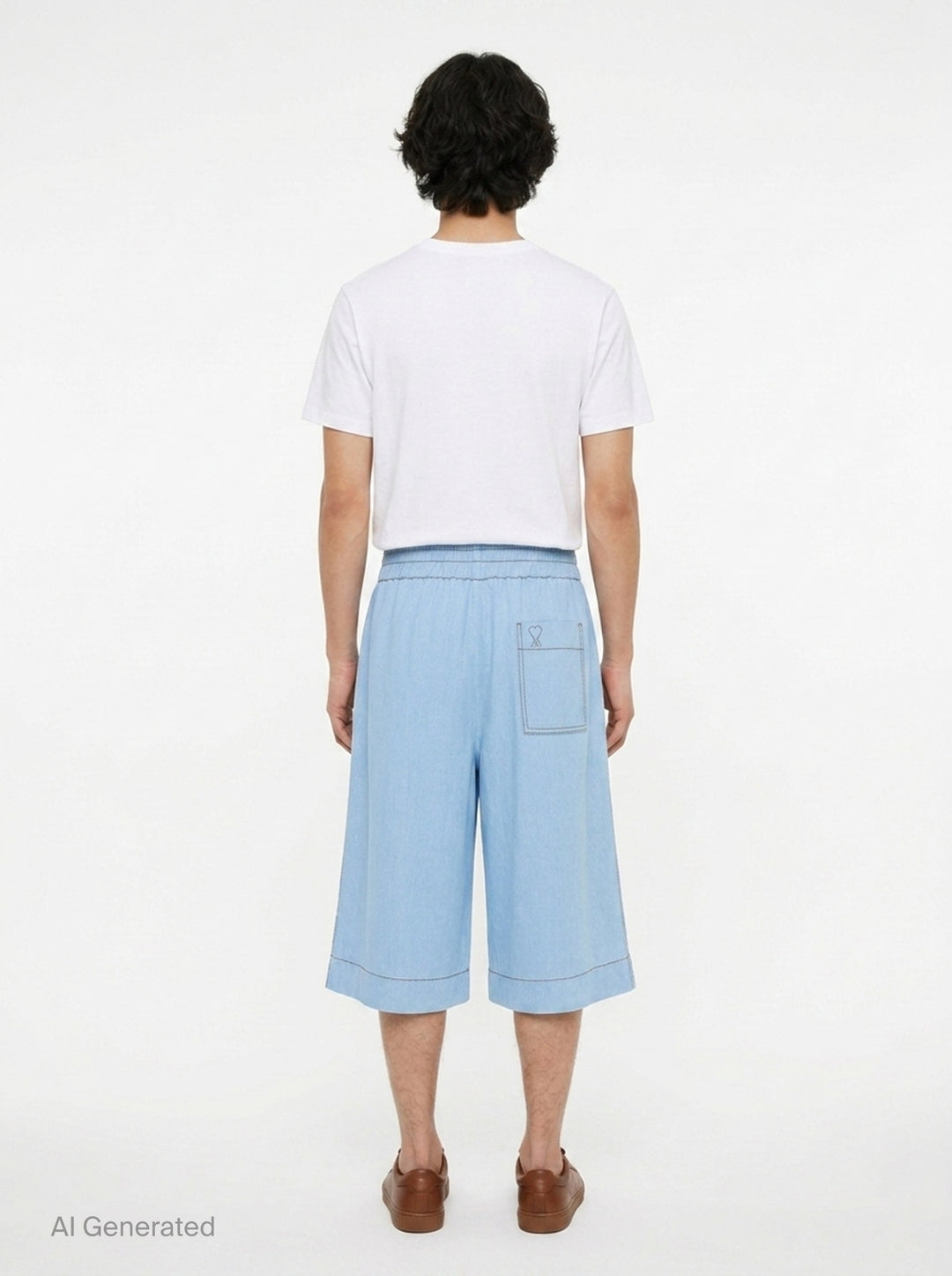 Elasticated Wide-Leg Bermuda Shorts | AMI | Club21 - back