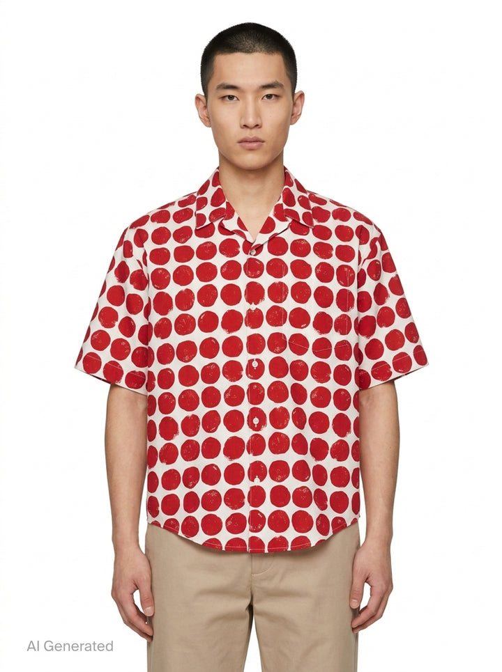 Polka Dot Boxy Short Sleeve Shirt | AMI Alexandre Mattiussi | Club21 - front