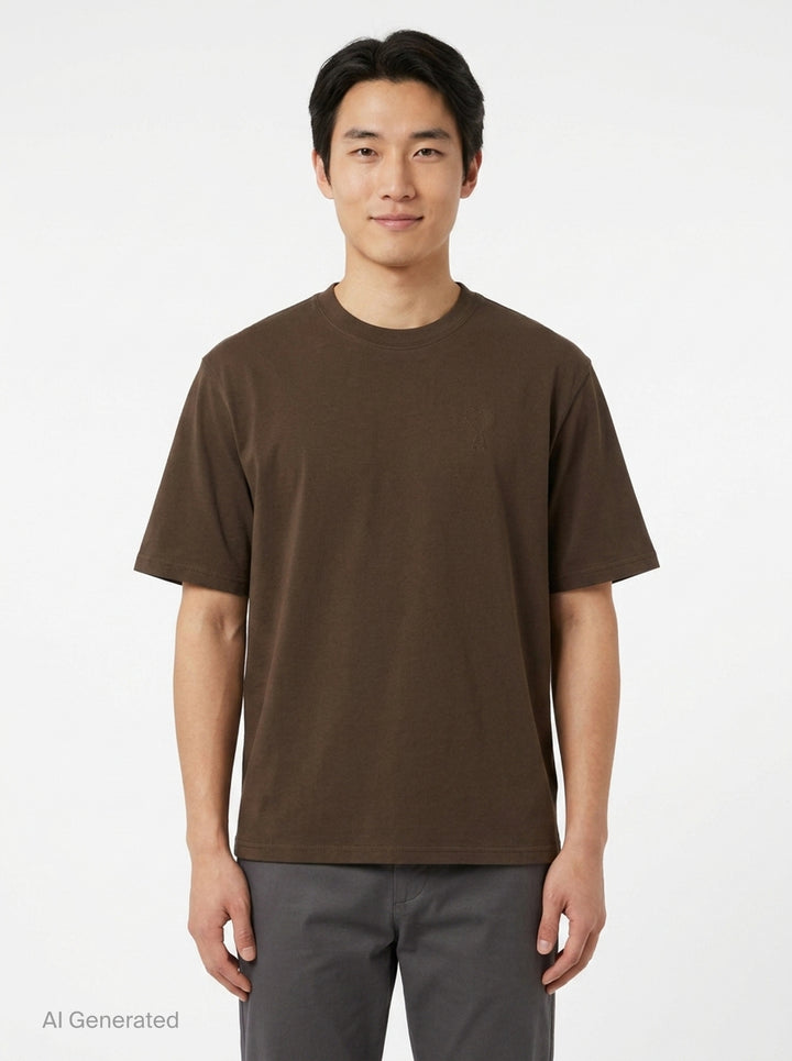 Tonal Embroidered Tee | AMI Alexandre Mattiussi | Club21 - front