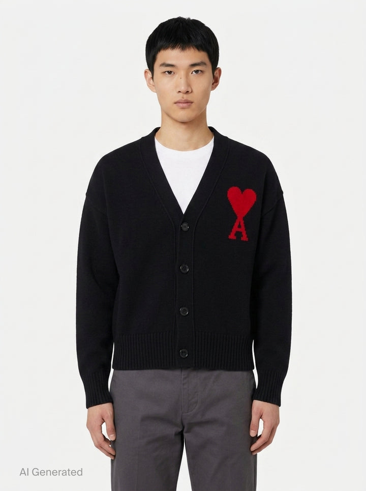 V-Neck Cardigan | Ami Alexandre Mattiussi | Club21 - front