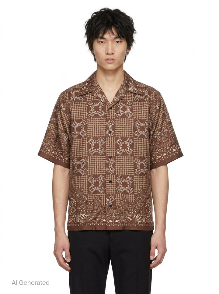 Bandana Print Short Sleeve Shirt | Amiri | Club21 - front