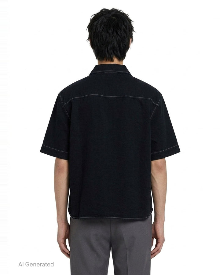 Script Linen Short Sleeve Shirt | Amiri | Club21 - back
