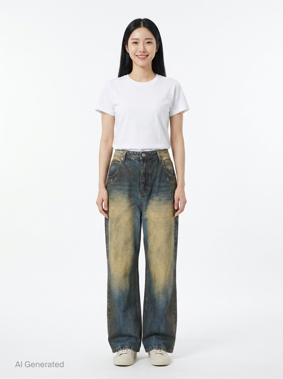 Coated Blue Wide-Leg Jeans | Andersson Bell | Club21 - front