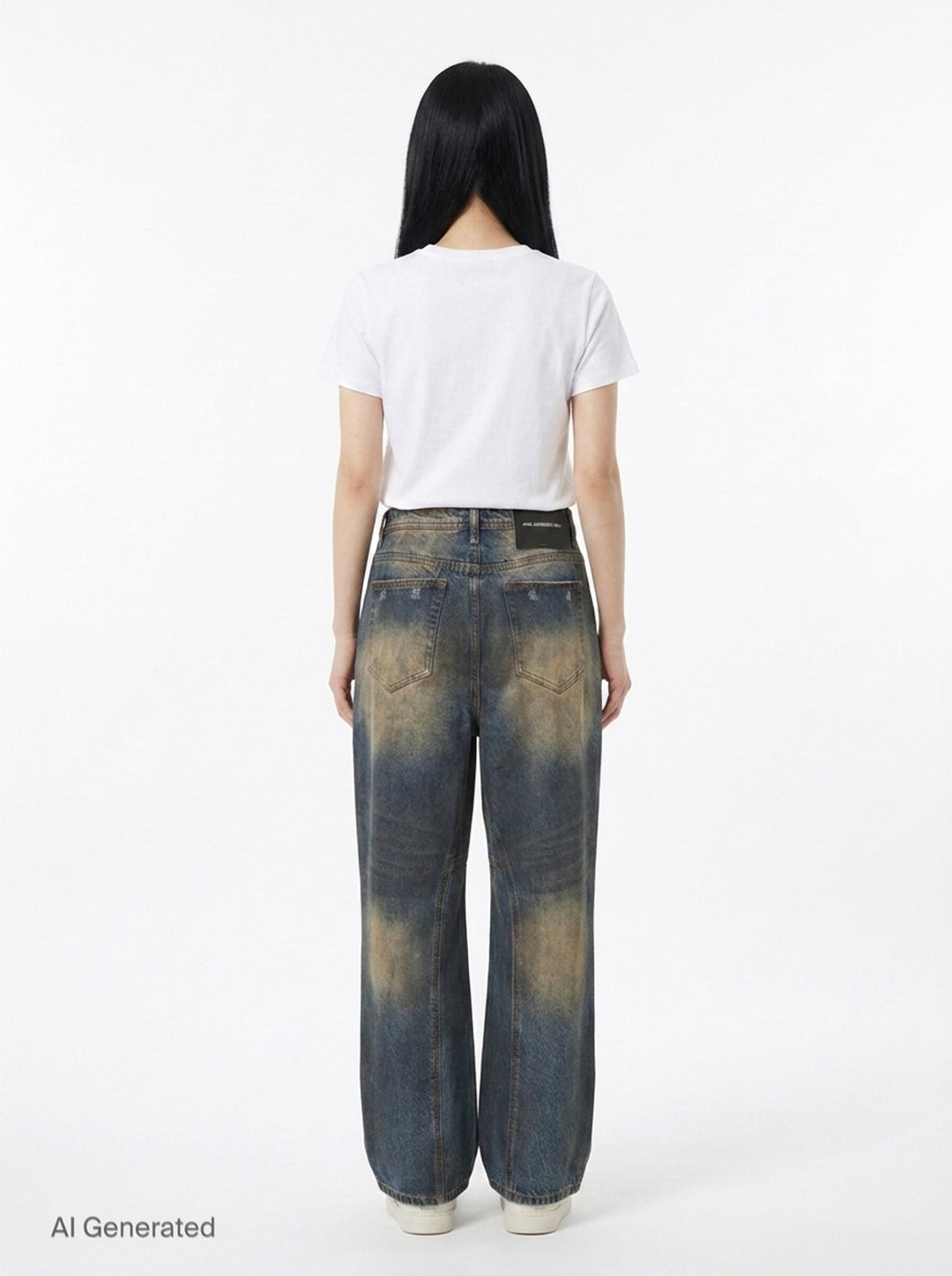 Coated Blue Wide-Leg Jeans | Andersson Bell | Club21 - back