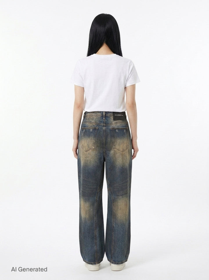 Coated Blue Wide-Leg Jeans | Andersson Bell | Club21 - back