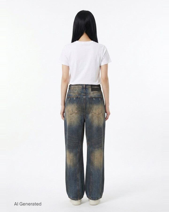 Coated Blue Wide-Leg Jeans | Andersson Bell | Club21 - back