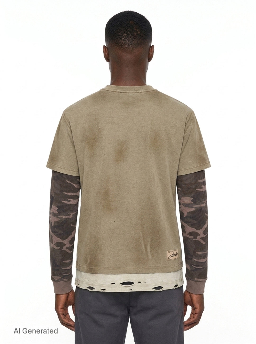 Distressed Layered Long Sleeve Tee | Andersson Bell | Club21 - back