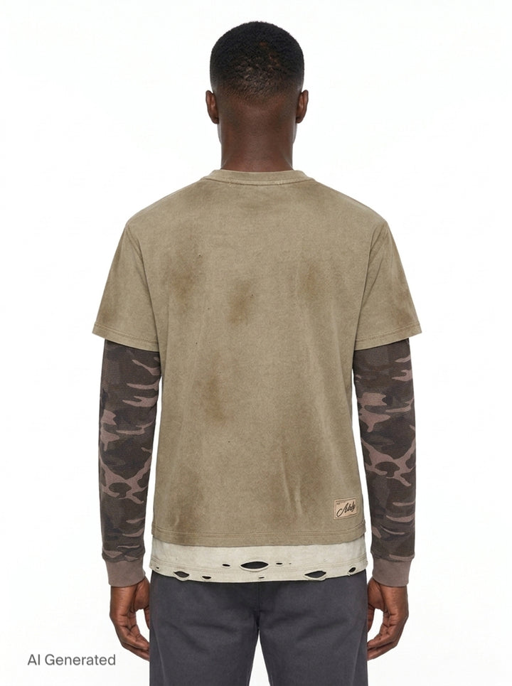Distressed Layered Long Sleeve Tee | Andersson Bell | Club21 - back