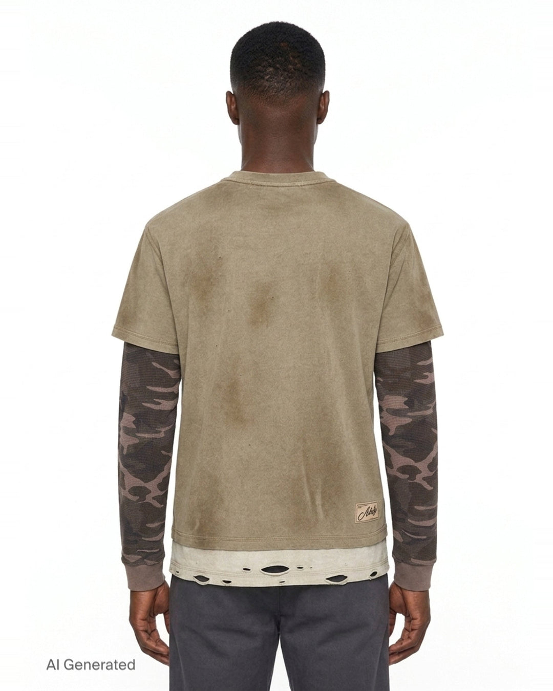 Distressed Layered Long Sleeve Tee | Andersson Bell | Club21 - back