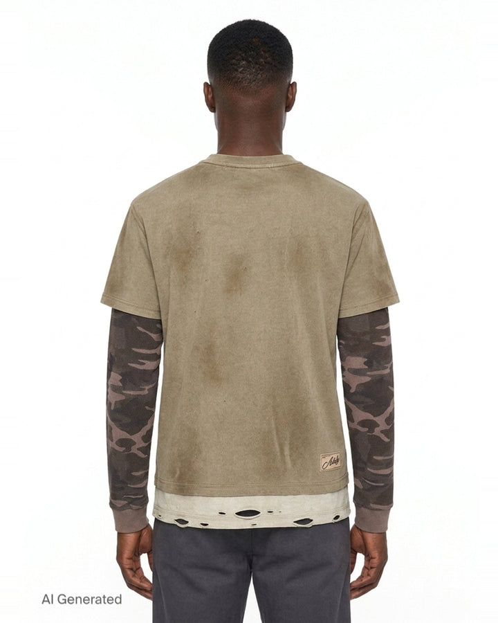 Distressed Layered Long Sleeve Tee | Andersson Bell | Club21 - back