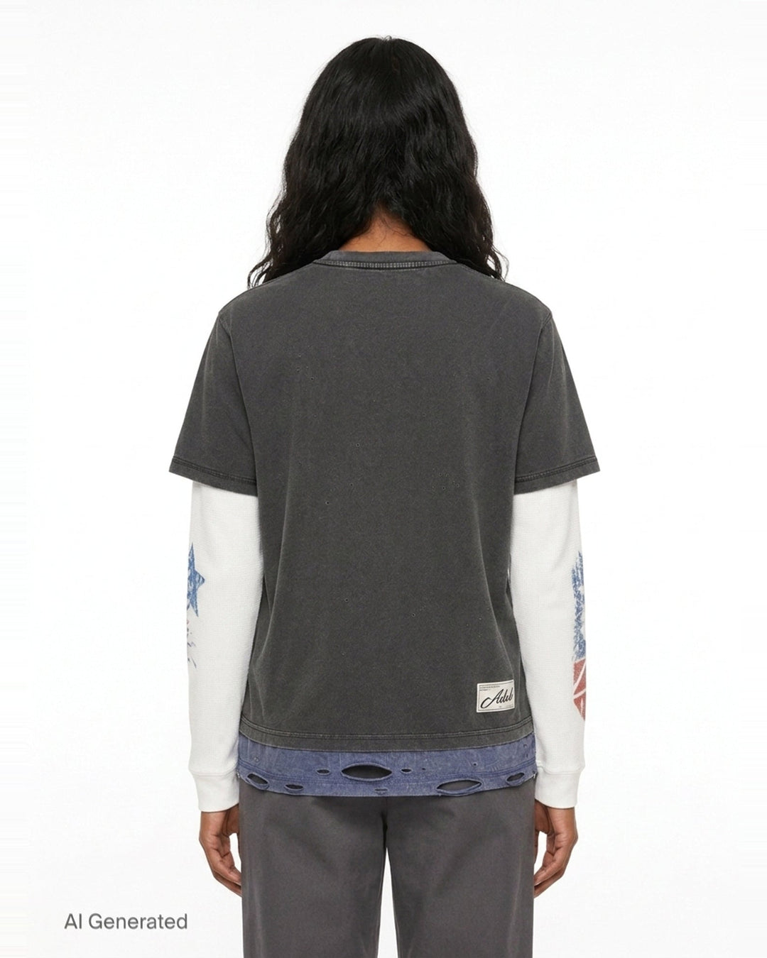 Distressed Layered Long Sleeve Tee | Andersson Bell | Club21 - back