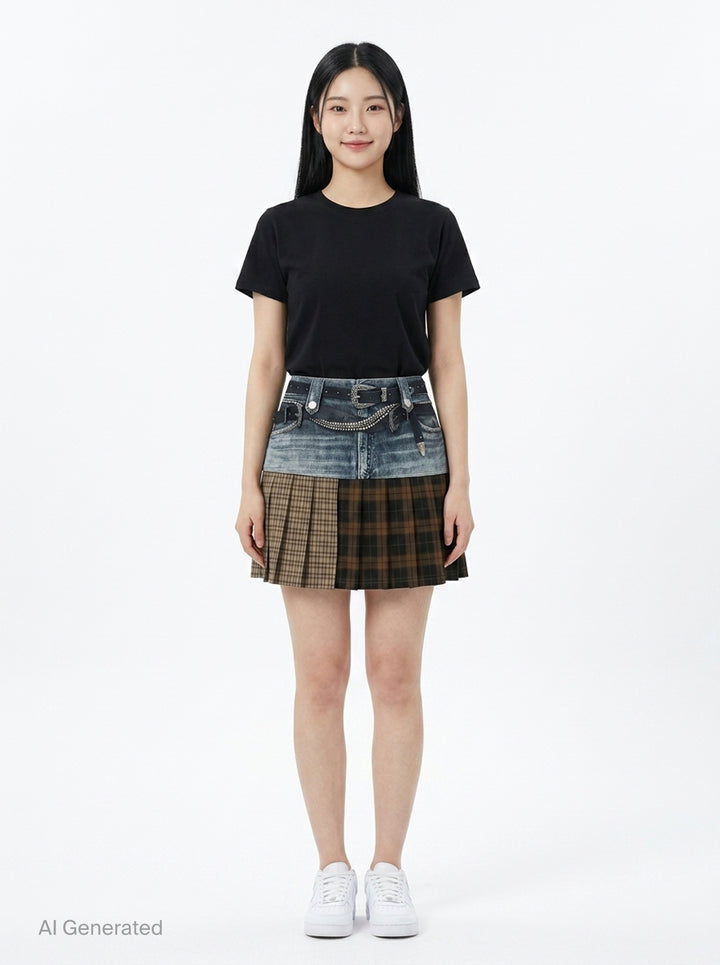 Double Belt Printed Mini Skirt | Andersson Bell | Club21 - front