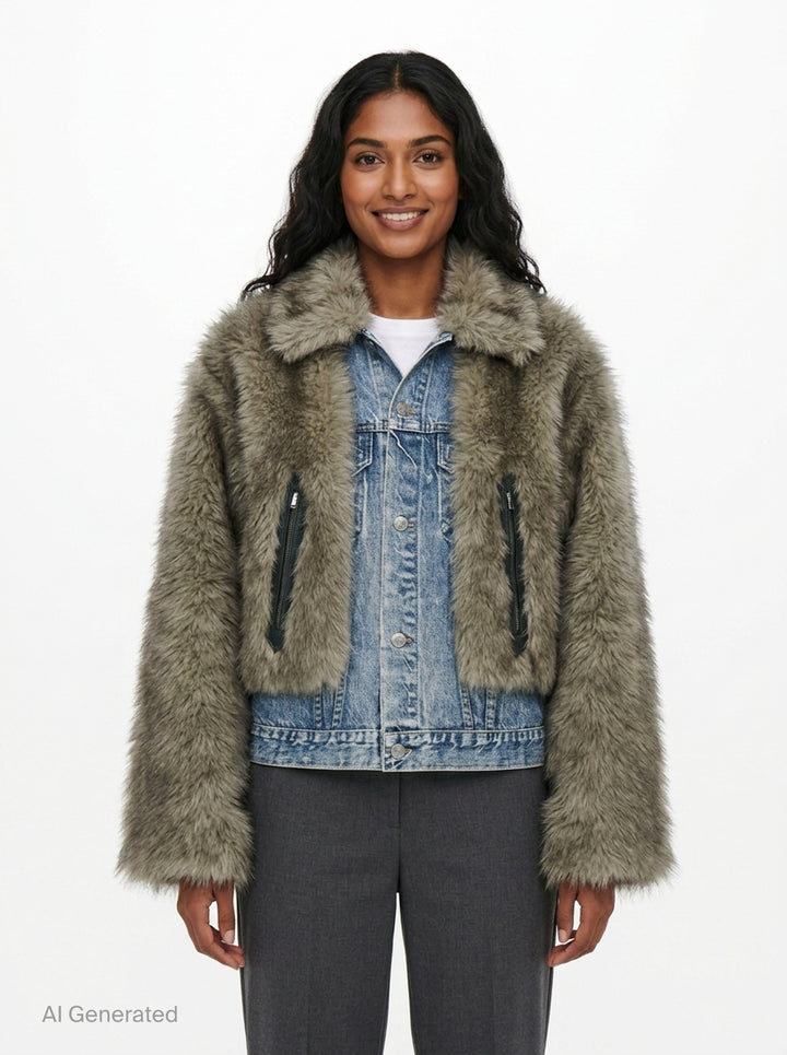 Fur On Denim Jacket | Andersson Bell | Club21 - front