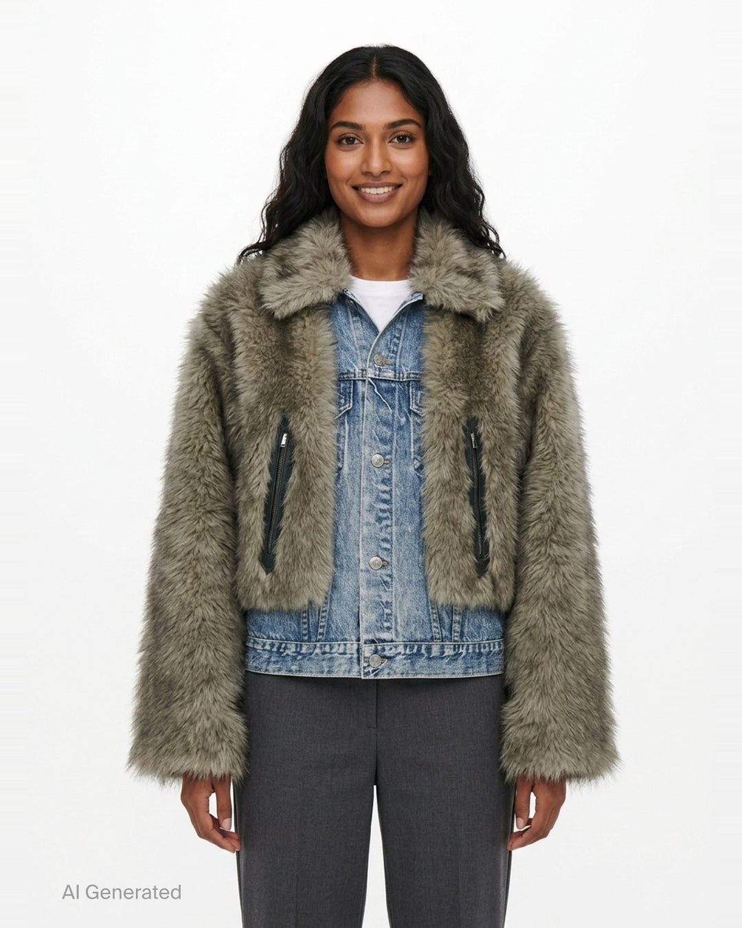 Fur On Denim Jacket | Andersson Bell | Club21 - front