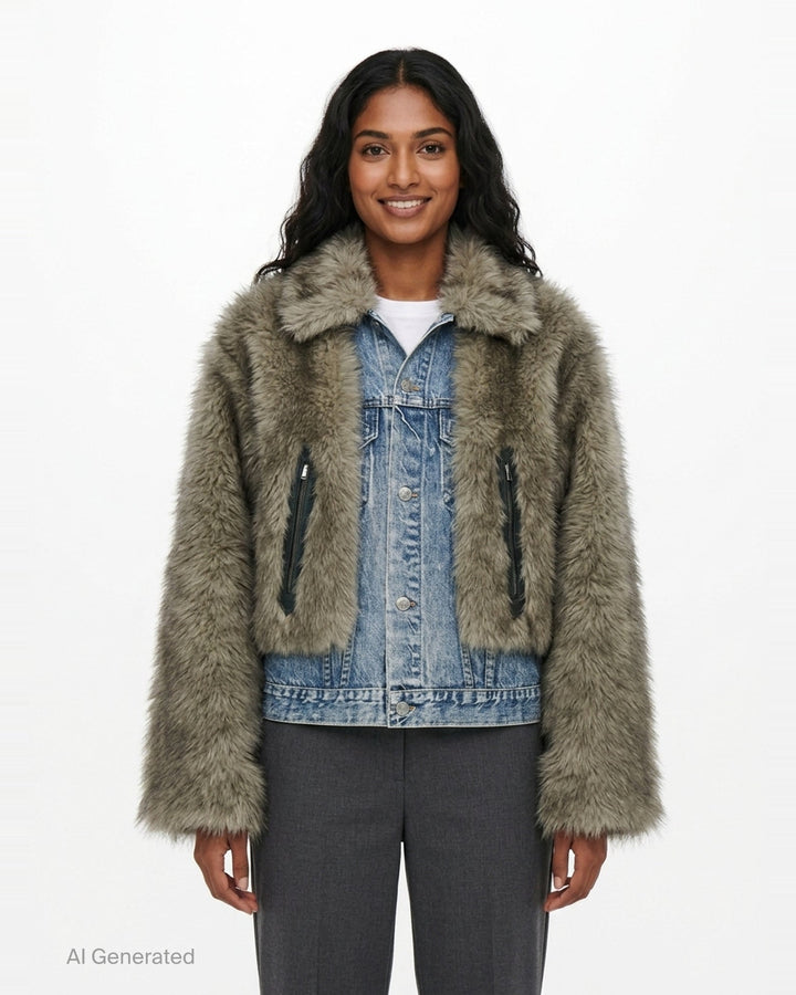 Fur On Denim Jacket | Andersson Bell | Club21 - front