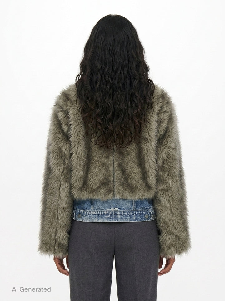 Fur On Denim Jacket | Andersson Bell | Club21 - back