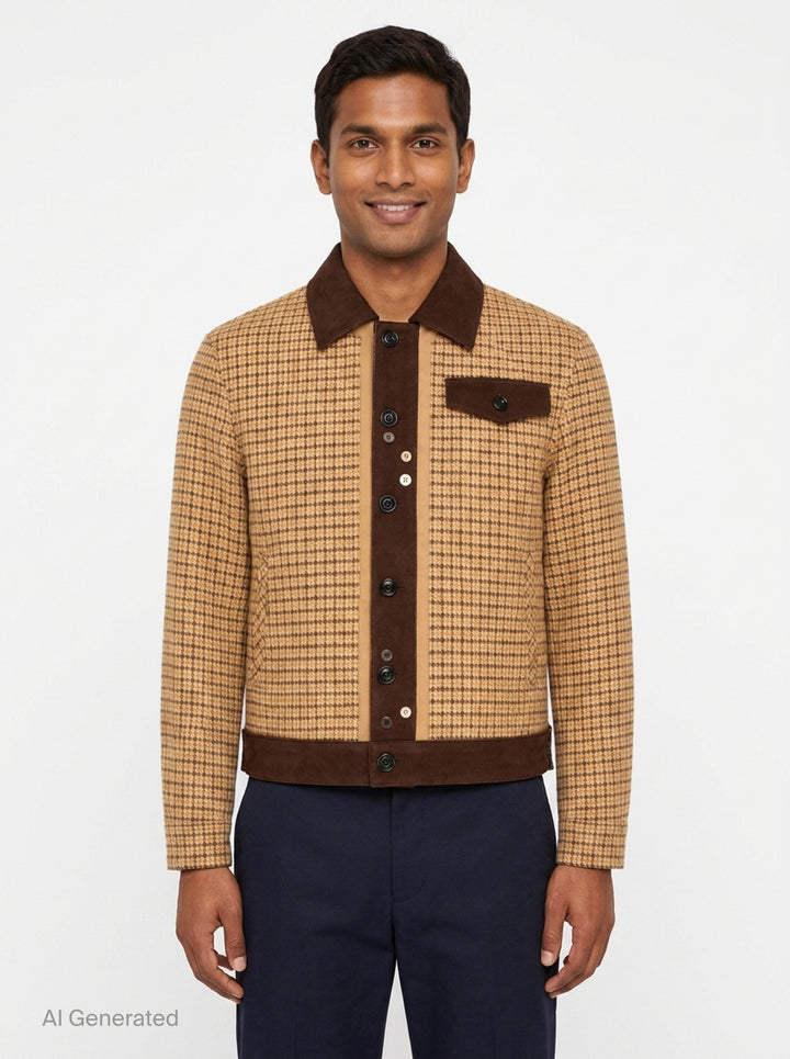 Japanese Tweed Trucker Jacket | Andersson Bell | Club21 - front