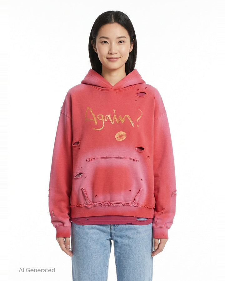 Spray Washed Distressed Hoodie | Andersson Bell | Club21 - front