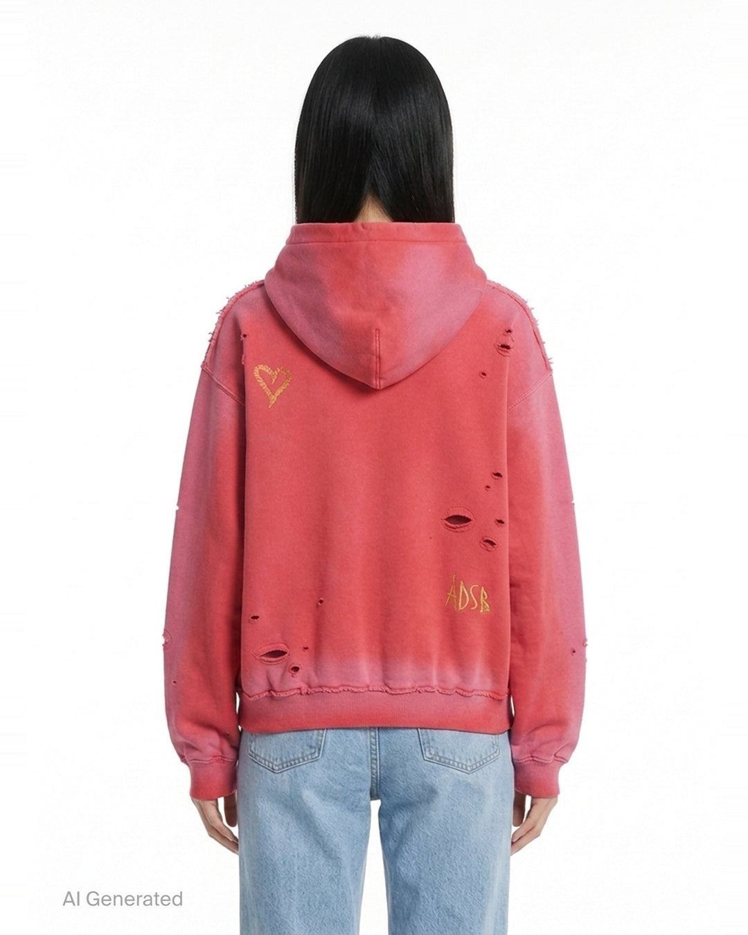 Spray Washed Distressed Hoodie | Andersson Bell | Club21 - back