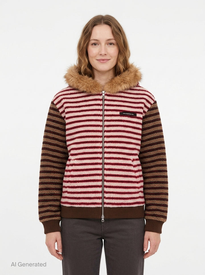 Stripe Patchwork Fleece Hoodie | Andersson Bell | Club21 - front