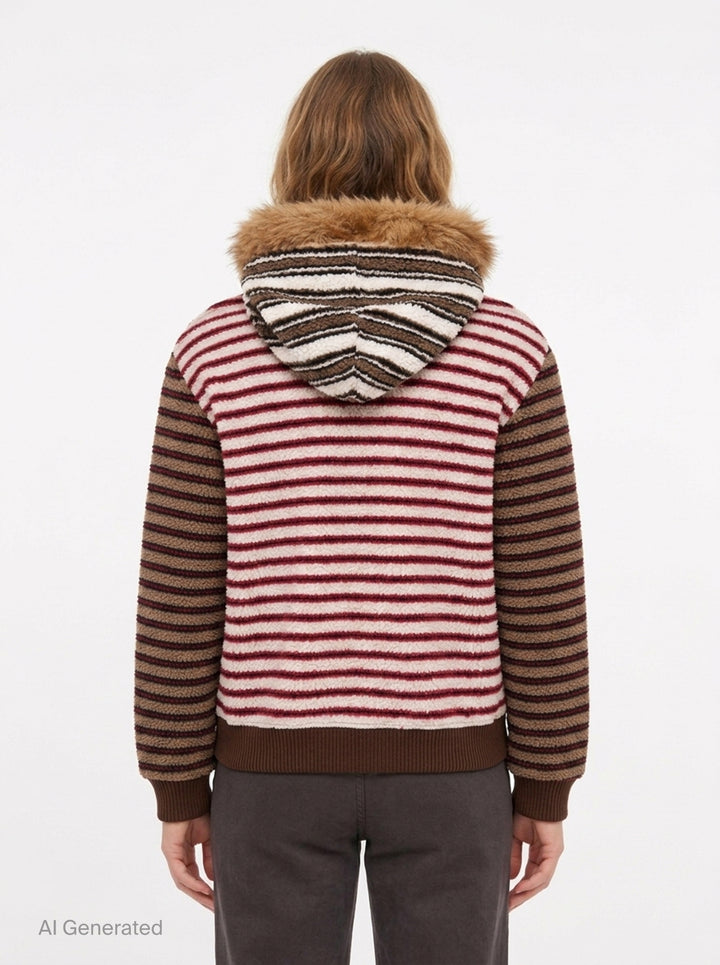 Stripe Patchwork Fleece Hoodie | Andersson Bell | Club21 - back