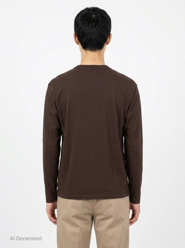 Brushed Organic Cotton Long Sleeve Tee | Auralee | Club21 - back