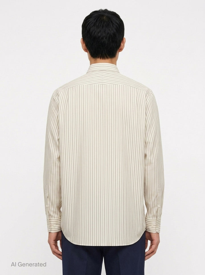 Cotton Silk Stripe Long Sleeve Shirt | Auralee | Club21 - back