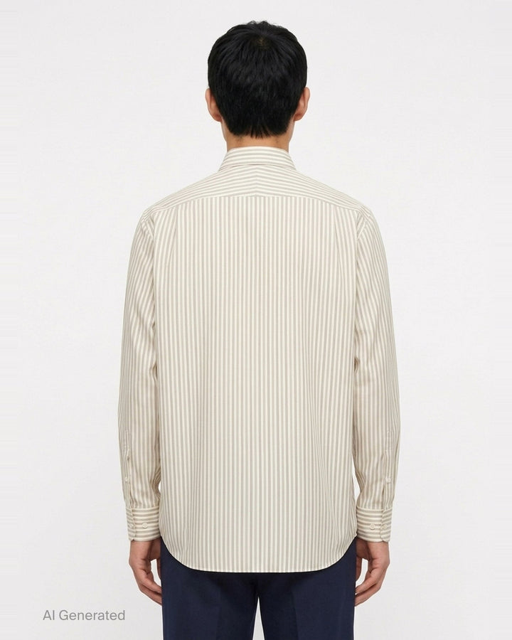 Cotton Silk Stripe Long Sleeve Shirt | Auralee | Club21 - back