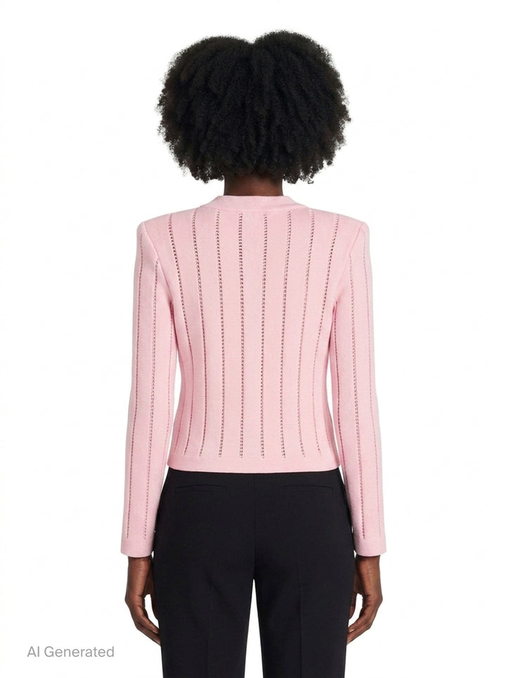 Buttoned Flèchage Knit Cardigan | Balmain | Club21 - back