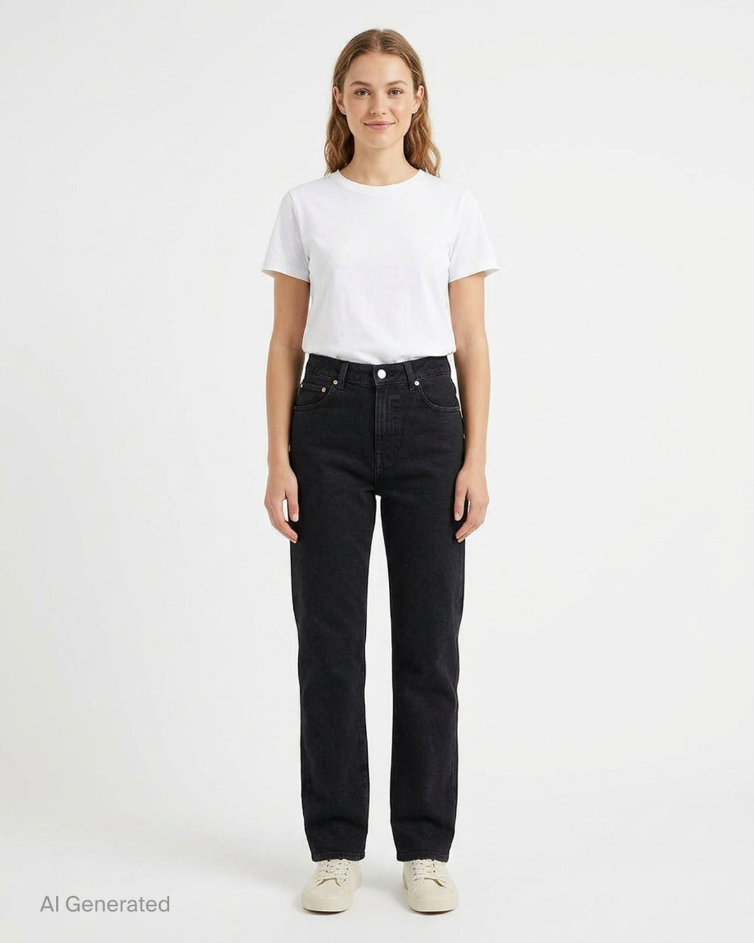 Balmain straight fit black denim jeans shown from the front with five-pocket styling, button closure and copper-tone rivets - front