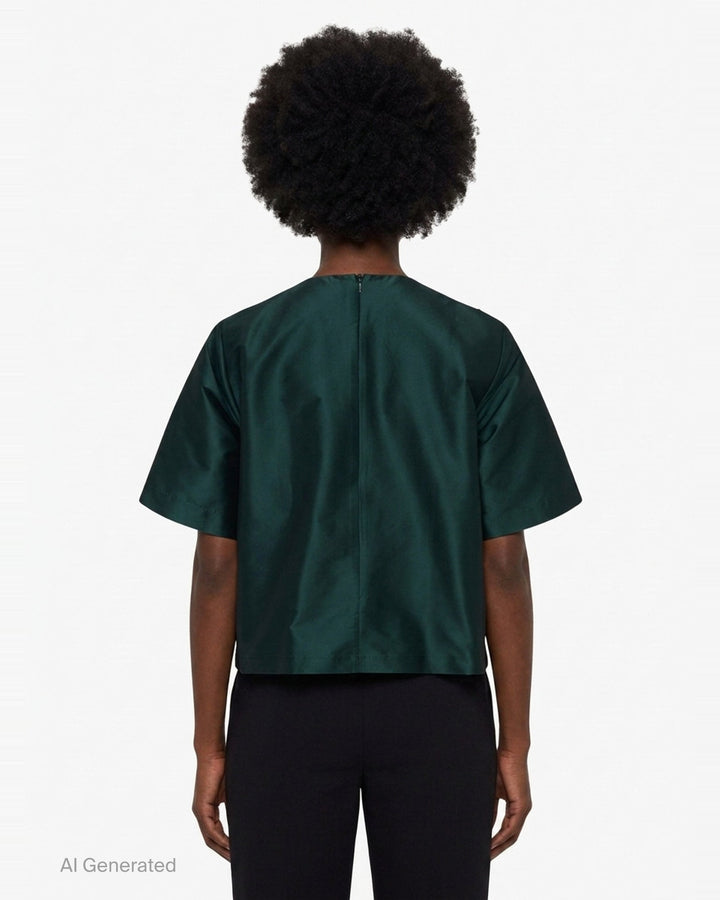 Beaded Taffeta Short Sleeve Top | Biyan | Club21 - back