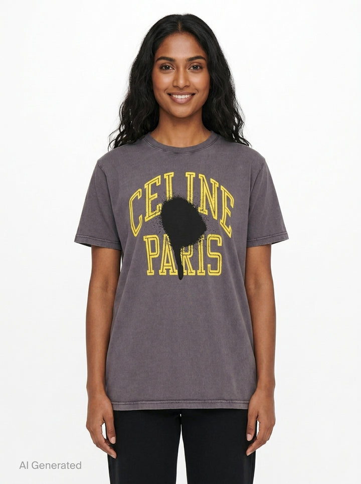 Celine Paris Graphic Tee | Black Score | Club21 - front