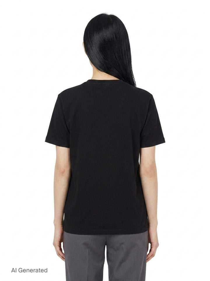 Heart Graphic Crew Neck Tee | Black Score | Club21 - back