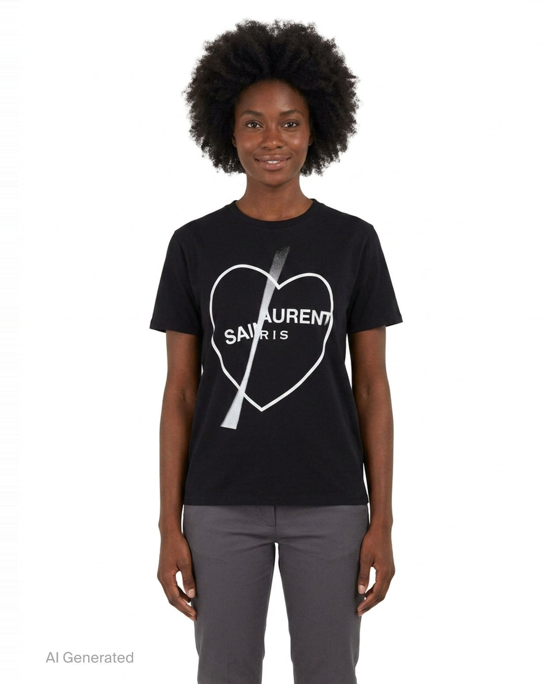Saint Laurent Paris Heart Tee | Black Score | Club21 - front