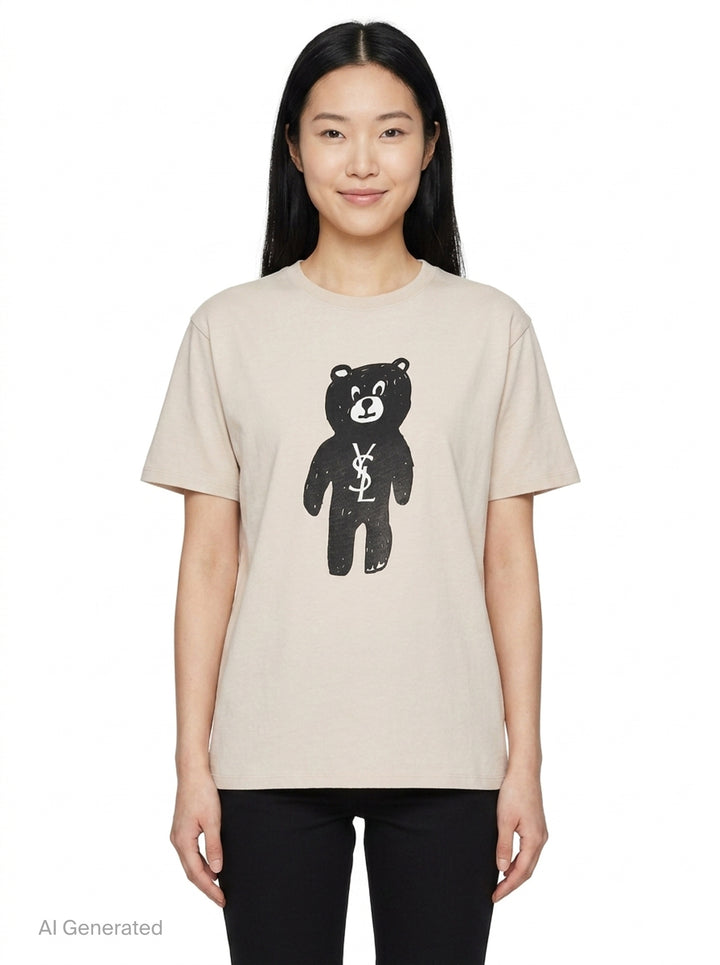 YSL Bear Graphic Tee | Black Score | Club21 - front
