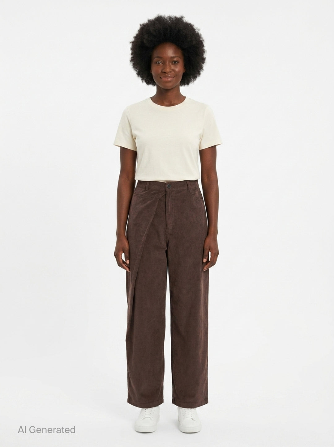 Asymmetric Tuck Baggy Corduroy Pants | Bonbom | Club21 - front