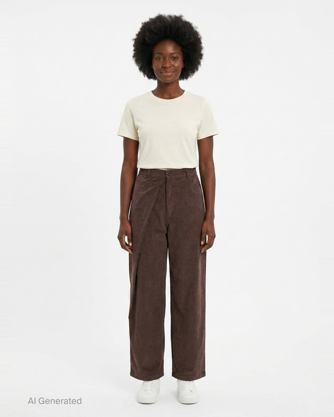 Asymmetric Tuck Baggy Corduroy Pants | Bonbom | Club21 - front