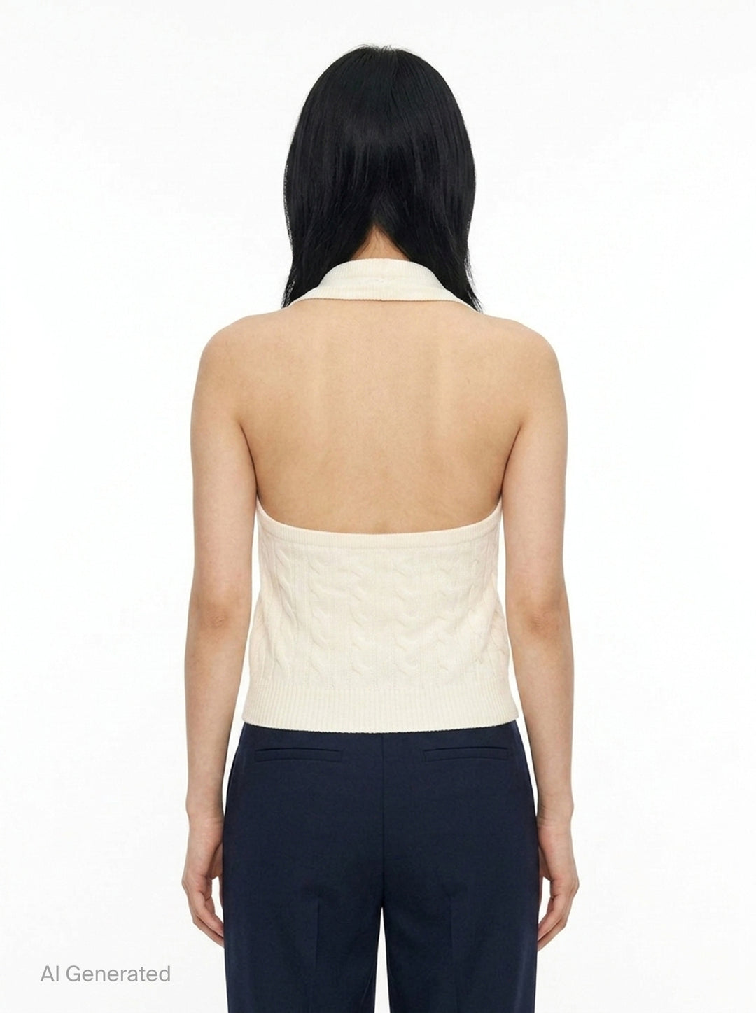 Cable Knit Cardigan Vest | Bonbom | Club21 - back