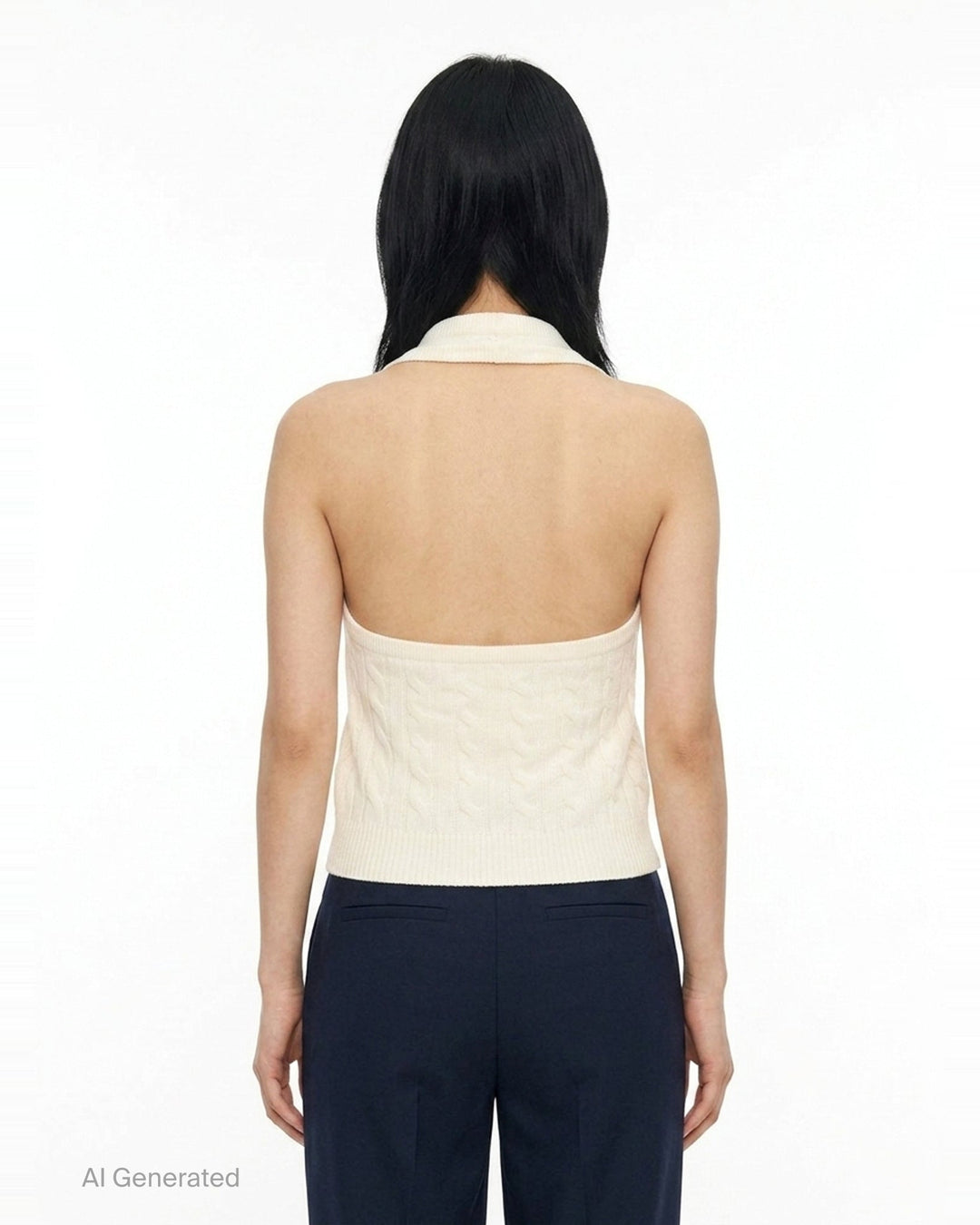 Cable Knit Cardigan Vest | Bonbom | Club21 - back
