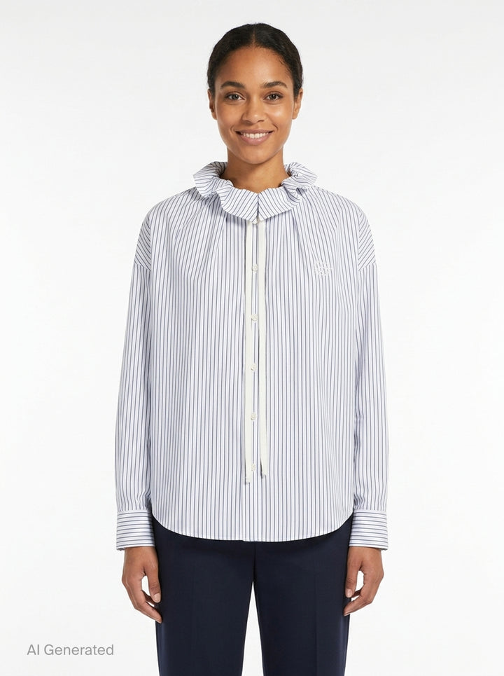 Gathered Neck Long Sleeve Shirt | Bonbom | Club21 - front